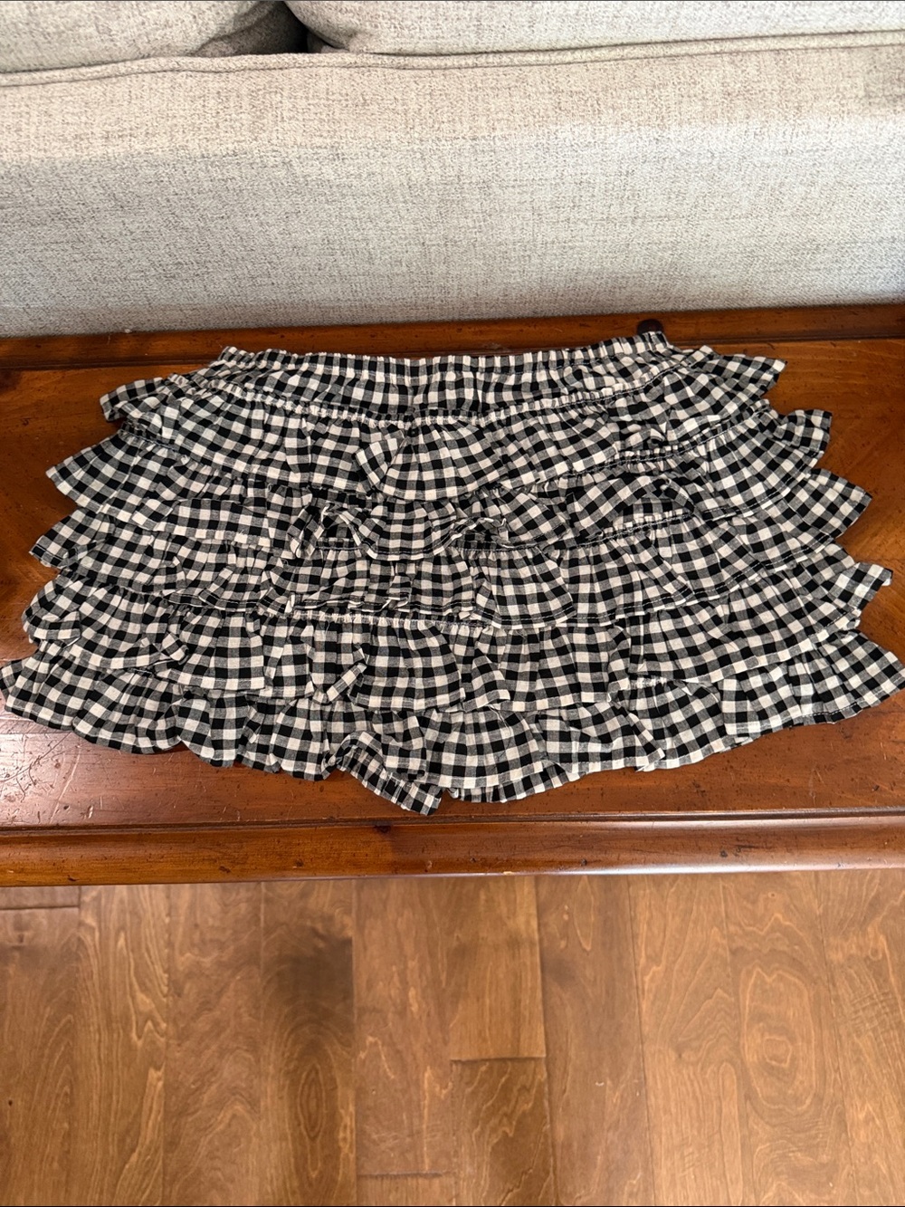 Black & White Gingham Ruffle Skater Skirt